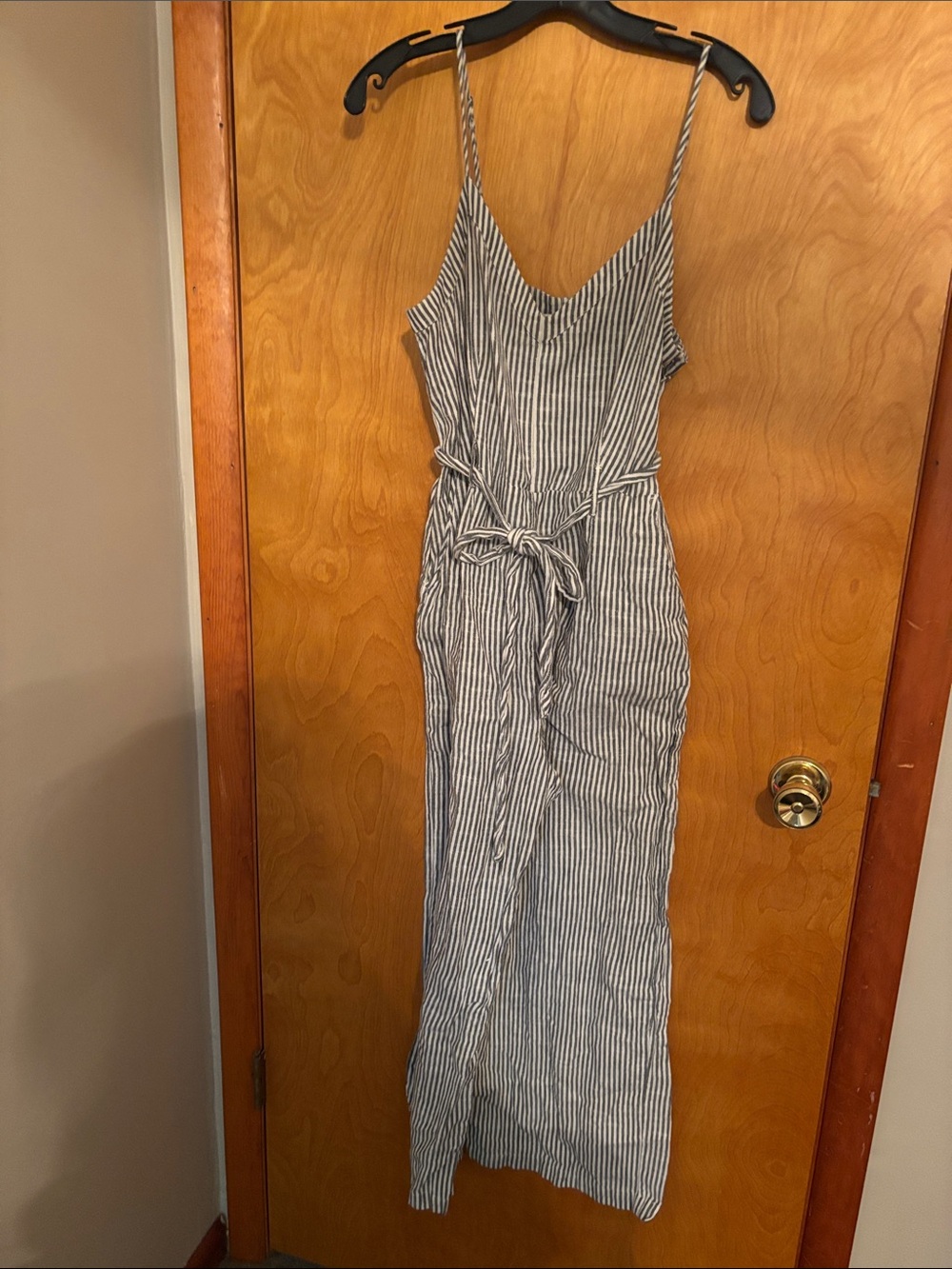 Lucky Brand Blue and White Striped Spaghetti-Strap Jumpsuit